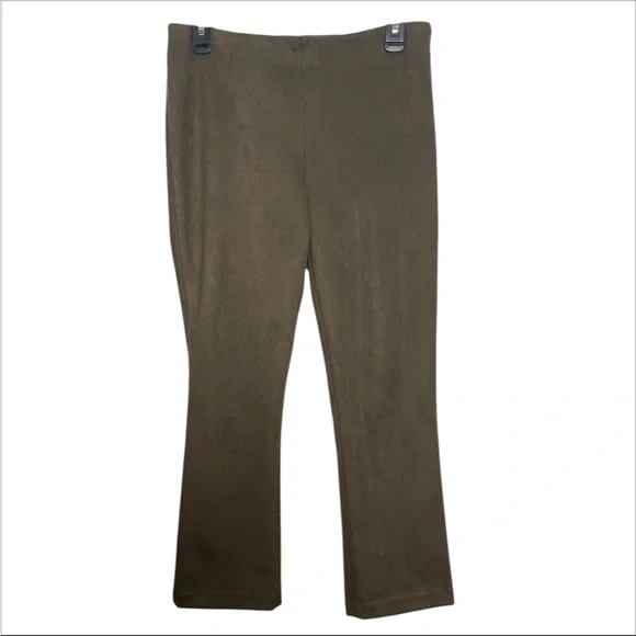 Tuckernuck Ashford Brown Faux Suede Side Zip Cropped Elastic Waist Pant Size M - Picture 2 of 6